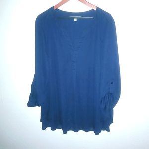 Valerie Stevens 3X Cobalt Blue Pleated Back Tunic Top Plus